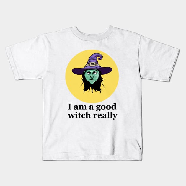 I am a good witch Kids T-Shirt by BishBashBosh